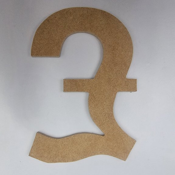 6" British Pound Symbol, Unfinished MDF Art Shape by Wooden Craft Cutouts