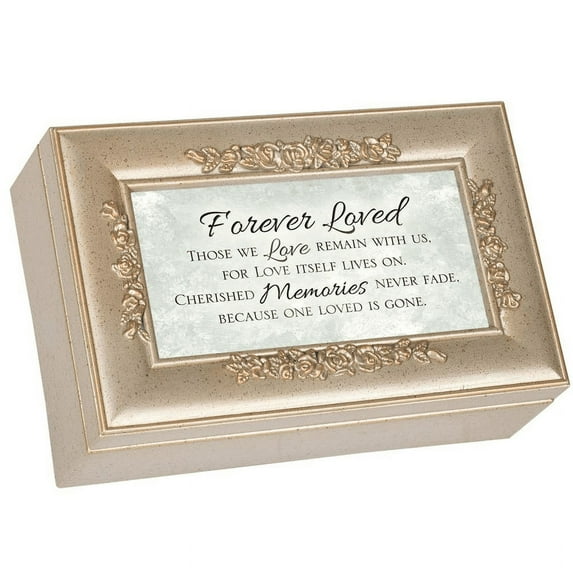 6" Brown and White "Forever Loved" Printed Rectangular Music Box