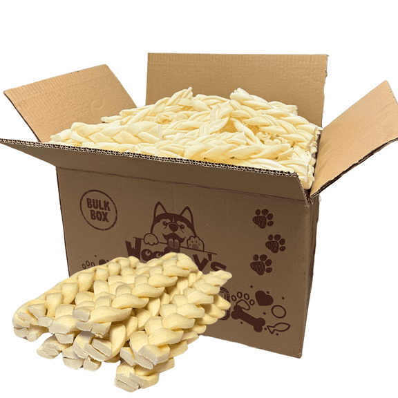 Woofleys 6-Inch Braided Beef Cheek Dog Chews, 25 Count