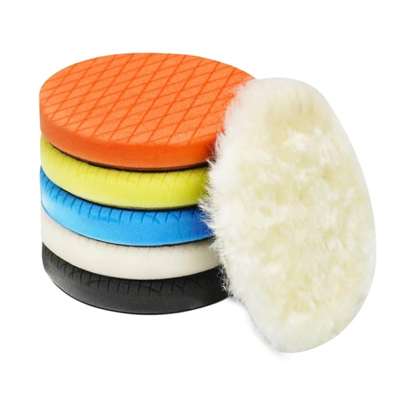 6" Buffing Polishing Pads, 6Pcs 6.5inch 165mm Face for 6 Inch Backing Plate Compound Buffing Sponge and Woolen Pads Cutting Polishing Pad Kit for Car Buffer Polisher, Polishing and Waxing