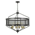 thumbnail image 1 of 6 Bulb Chandelier with Metal Drum Mesh Shade, Black - Saltoro Sherpi, 1 of 5