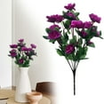 thumbnail image 1 of 6 Bundles Artificial Camellia Flowers Fake Silk Outdoor UV Resistant Garden Plants Faux Flowers Home Patio Balcony Vase Table Decor (Purple), 1 of 9