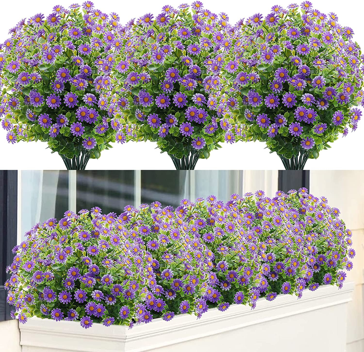 6 Bundles Artificial Daisy Flowers Outdoor Fake Flowers for Decoration