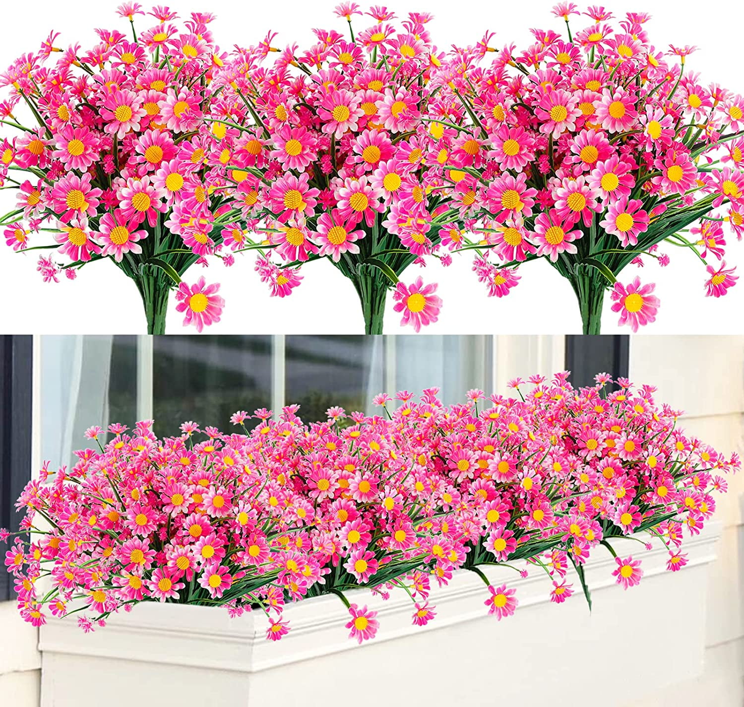6 Bundles Artificial Daisy Flowers Outdoor Fake Flowers for Decoration