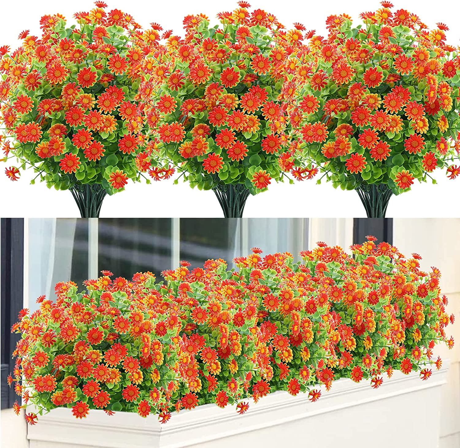 6 Bundles Artificial Daisy Flowers Outdoor Fake Flowers for Decoration