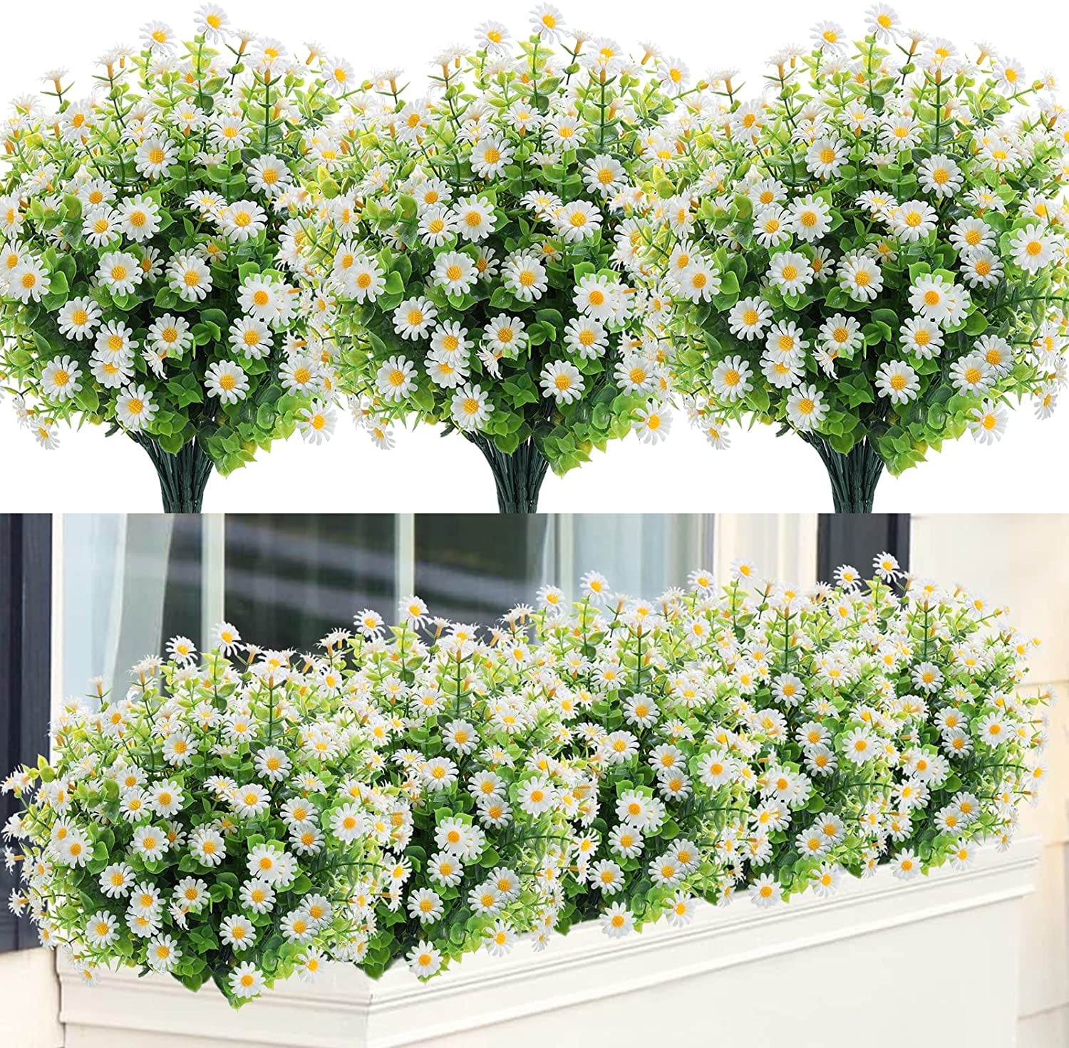 6 Bundles Artificial Daisy Flowers Outdoor Fake Flowers for Decoration