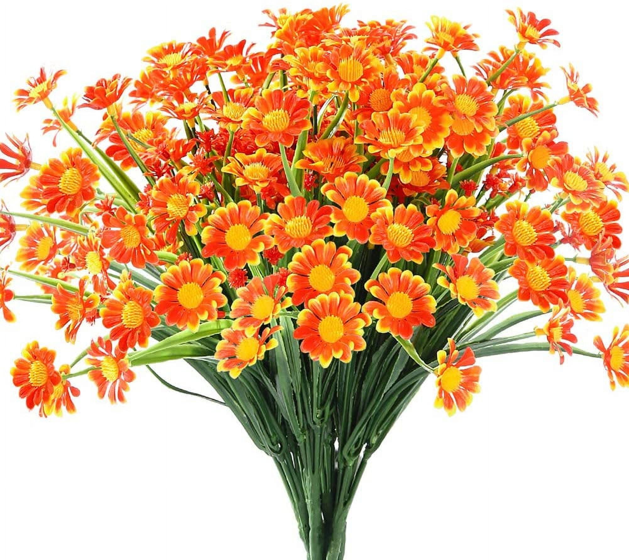 Artificial Orange Daisy Mums with Stems for Faux Flower Arrangements (12x5  In, 6 Pack), PACK - Pick 'n Save