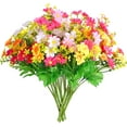 thumbnail image 1 of 6 Bundles Artificial Fake Flowers Daisy Bouquets Outdoors Silk Faux Wild Colorful Flowers Daisies with Stems for Indoor Outside Home Garden Grave Cemetery Decor (Orange White & Pink), 1 of 8