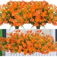 thumbnail image 1 of 6 Bundles Artificial Fake Flowers UV Resistant Plastic Plants Silk Faux Flowers for Outdoor Planters Home Indoor Outside Garden Porch Window DIY Decoration (Orange), 1 of 8