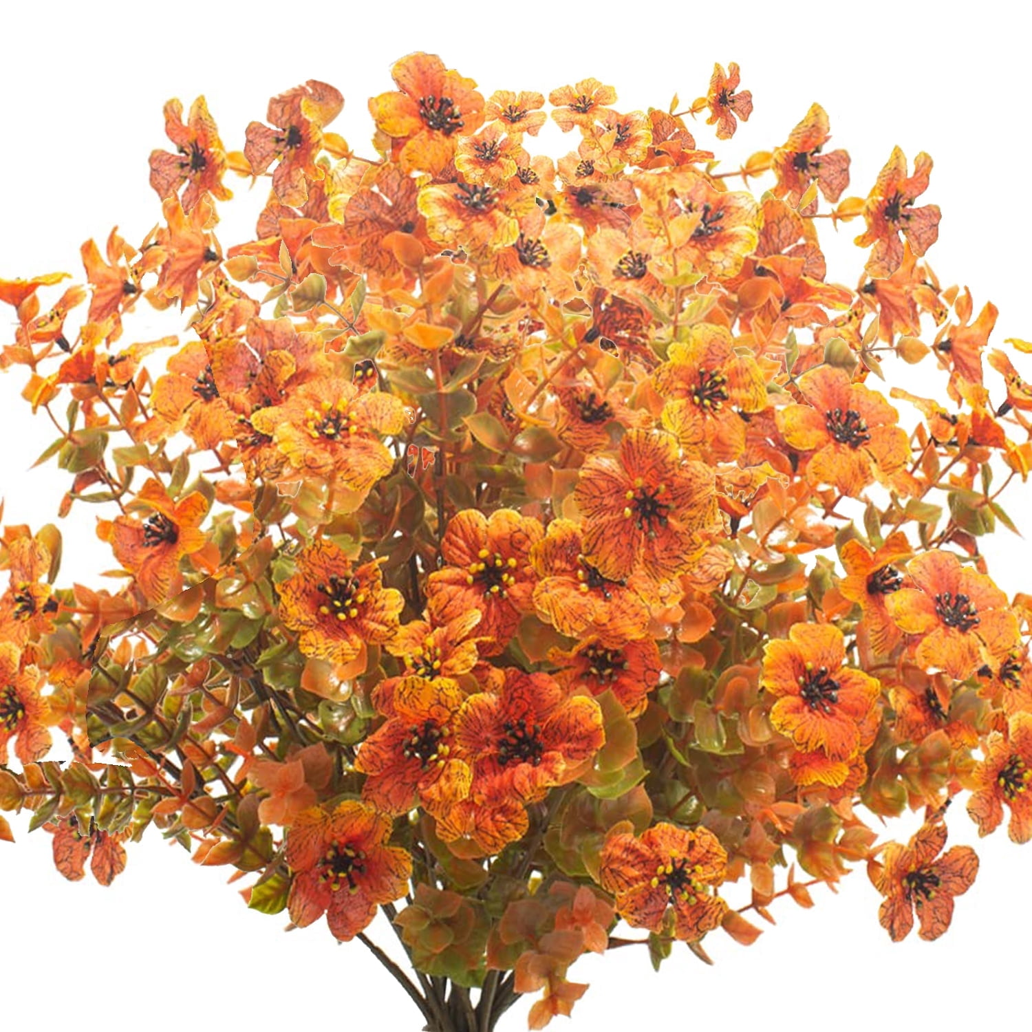 6 Bundles Artificial Fall Flowers, Outdoor UV Resistant Fake Flowers ...