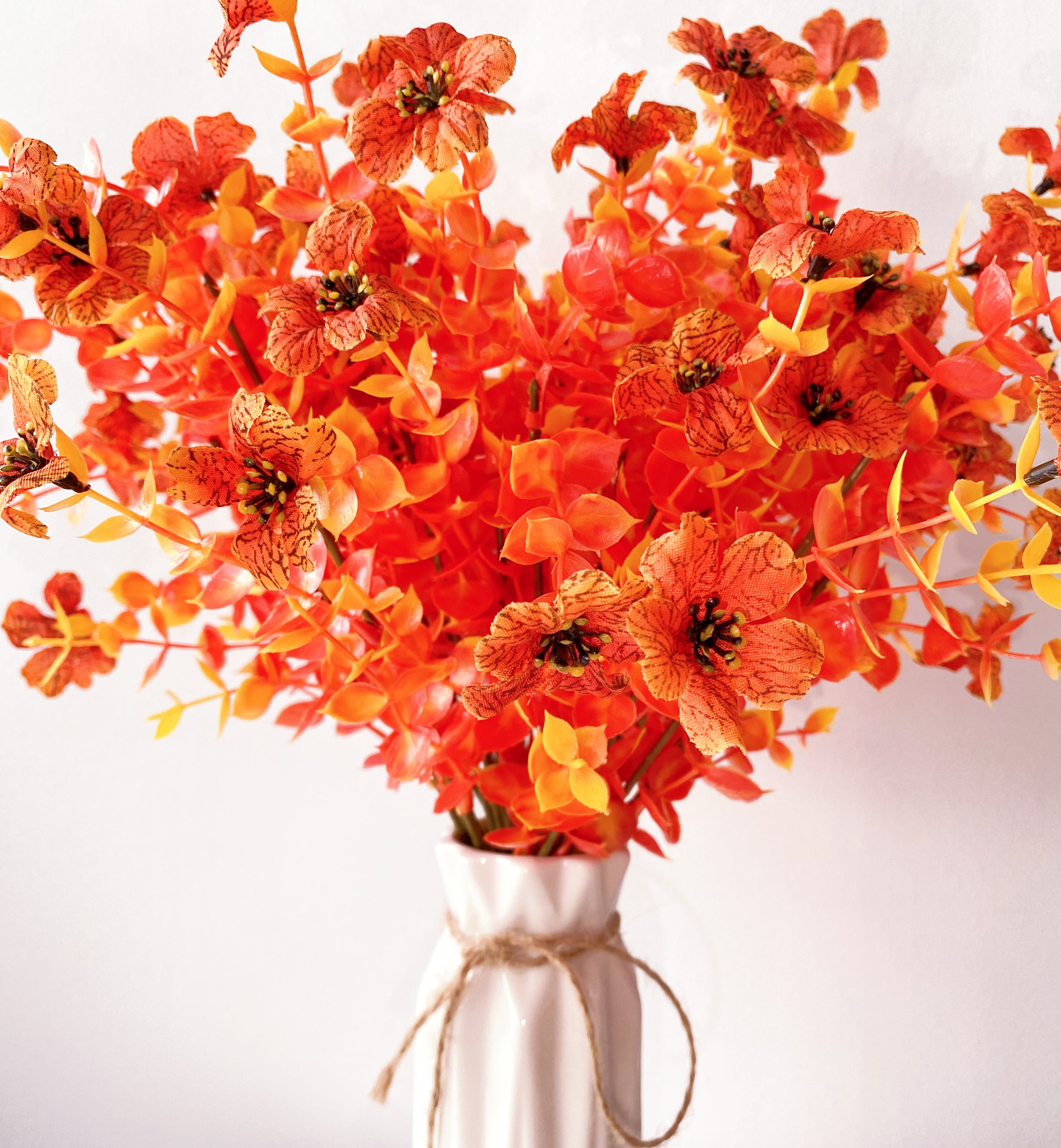 6 Bundles Artificial Fall Flowers, Outdoor UV Resistant Fake Flowers