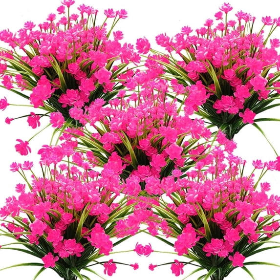 6 Bundles Artificial Flowers, Fake Outdoor Flowers UV Resistant ...