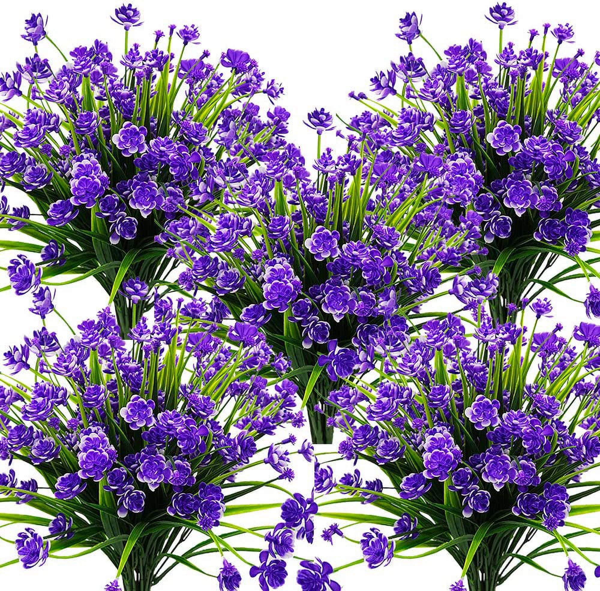 6 Bundles Artificial Flowers, Fake Outdoor Flowers UV Resistant ...