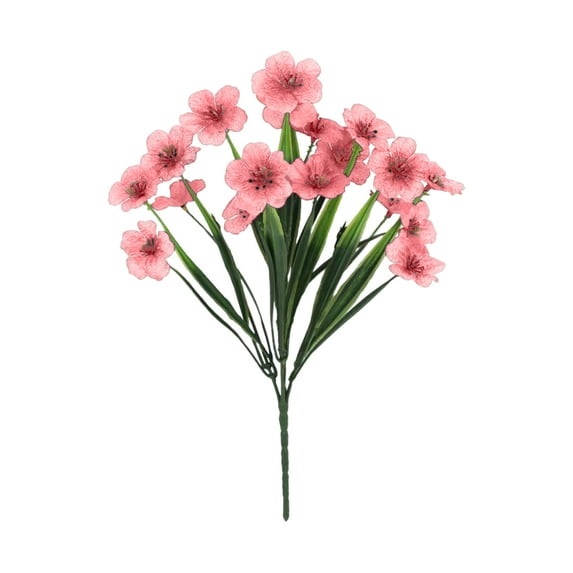 6 Bundles Artificial Flowers Outdoor UV Resistant Fake Flowers No Fade Faux Plants Garden Porch Window Box Decorating (Pink)