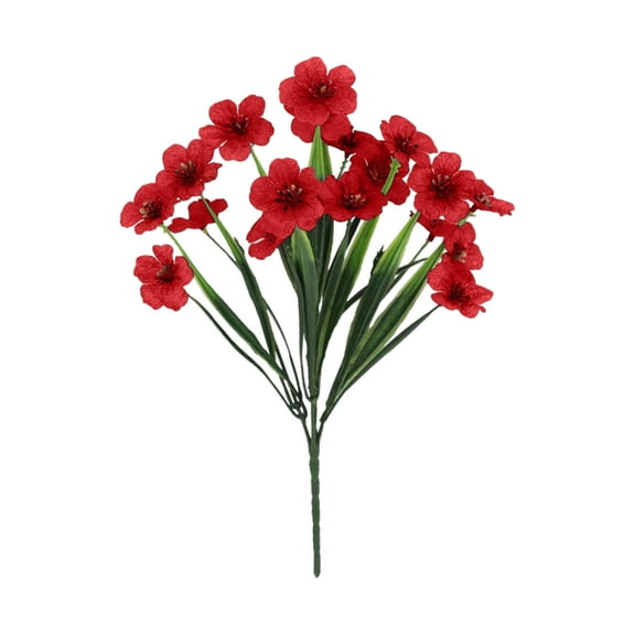 6 Bundles Artificial Flowers Outdoor UV Resistant Fake Flowers No Fade Faux Plants Garden Porch Window Box Decorating (Red)