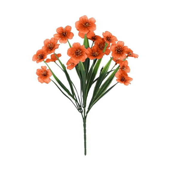 6 Bundles Artificial Flowers Outdoor UV Resistant Fake Flowers No Fade Faux Plants Garden Porch Window Box Decorating (Saffron)