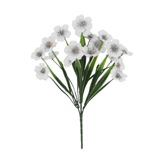 6 Bundles Artificial Flowers Outdoor UV Resistant Fake Flowers No Fade Faux Plants Garden Porch Window Box Decorating (White)
