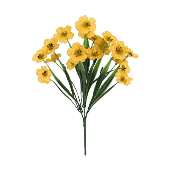 6 Bundles Artificial Flowers Outdoor UV Resistant Fake Flowers No Fade Faux Plants Garden Porch Window Box Decorating (Yellow)