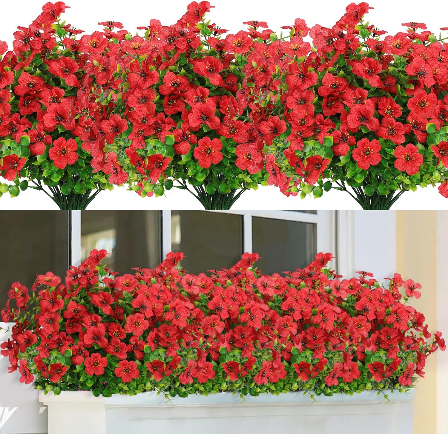 6 Bundles Artificial Flowers Outdoor UV Resistant Fake Silk Flowers ...