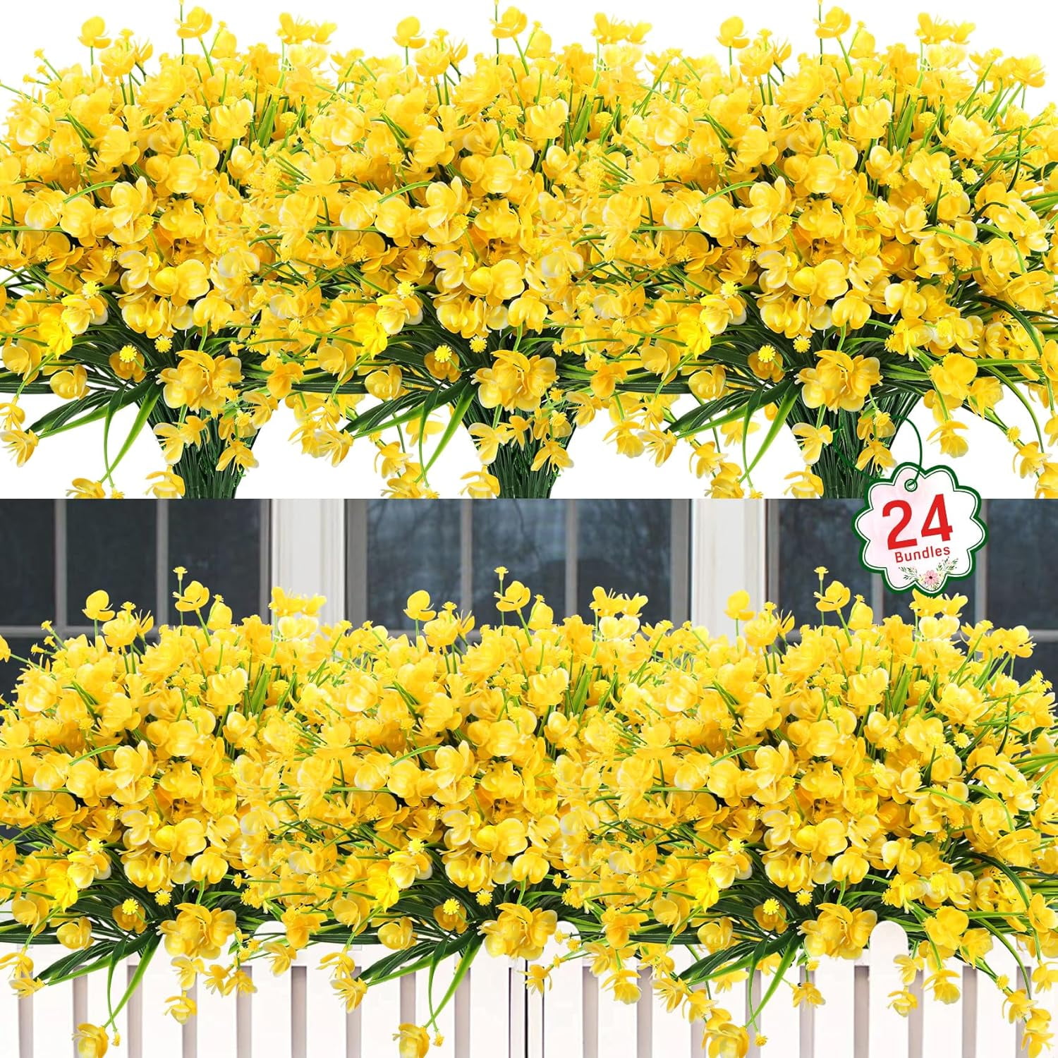 6 Bundles Artificial Flowers Outdoor UV Resistant Plastics Flowers No