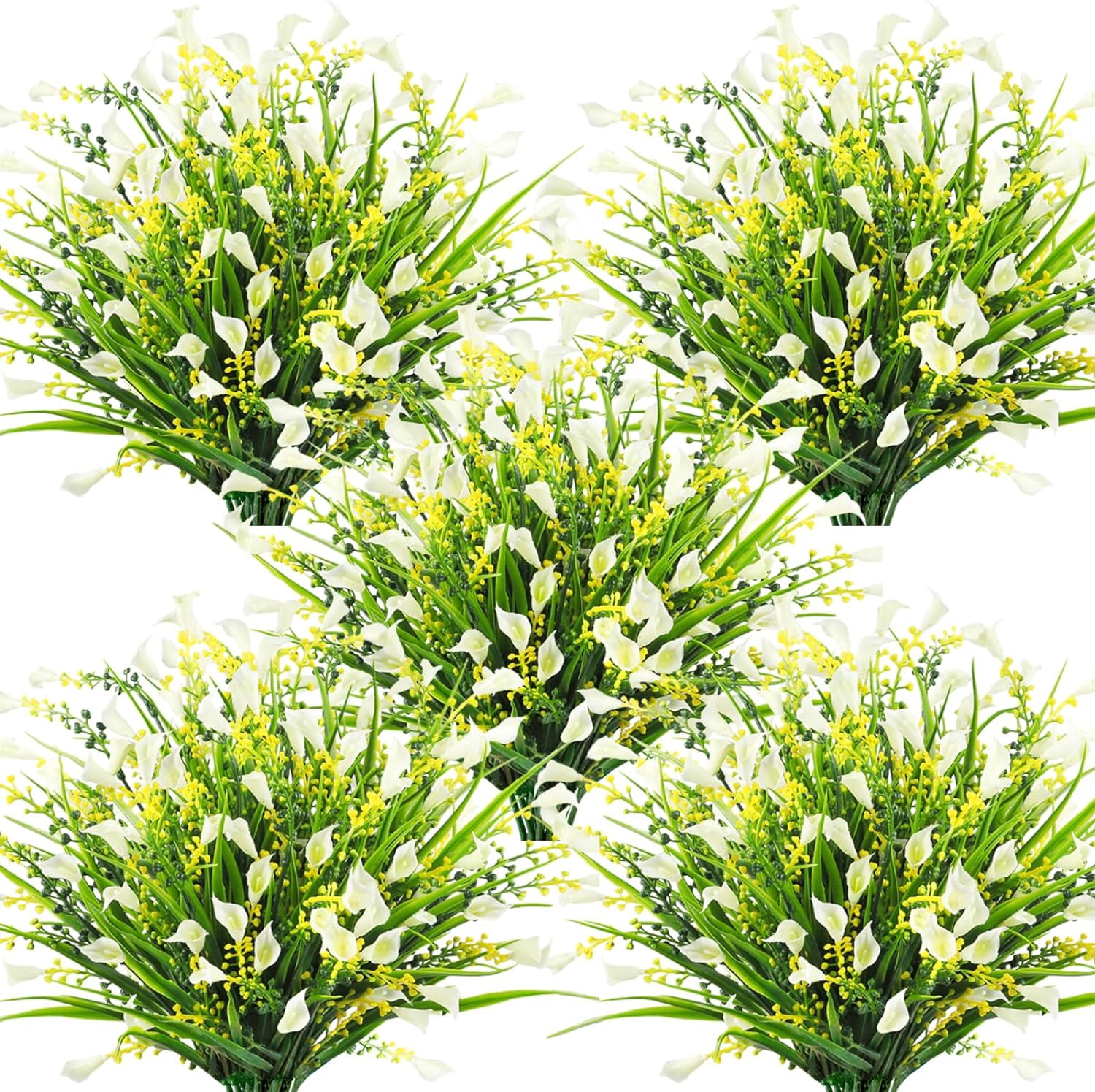 6 Bundles Artificial Flowers for Outdoors, Fake Calla Lily Flowers UV ...