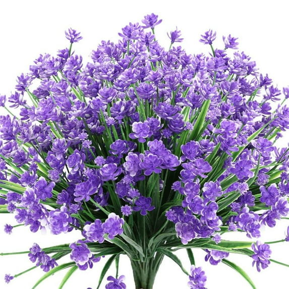 6 Bundles Artificial Flowers for Outdoors UV Resistant Flowers Spring Camellia in Bulk for Indoor Outside Cemetery Home Wedding Vase Pots Decorations(Purple)