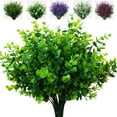 thumbnail image 1 of 6 Bundles Artificial Greenery Plants, Faux Outdoor UV Resistant Fake Eucalyptus Bushes for Garden Porch Window Box Filler Indoor Home Decoration (Green), 1 of 9