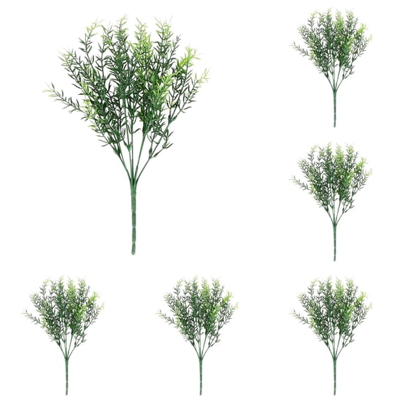 6 Bundles Artificial Greenery Stems, Mixed Artificial Cypress Fern Grass for Outdoor Indoor Garden Home Window Box Decor Greenery