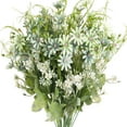 thumbnail image 1 of 6 Bundles Artificial Wildflowers Daisy Fake Greenery Plastic Silk Bouquets UV Resistant Outdoor Garden Plants Arrangements for Indoor Home Decoration (Green), 1 of 7