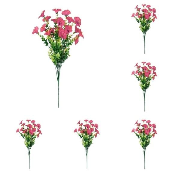 6 Bundles Eucalyptus Artificial Flowers, 14.2'' UV Resistant Colorful Flower, Home Garden Decoration, for Indoor Outside Home Indoor Planter Porch Yard