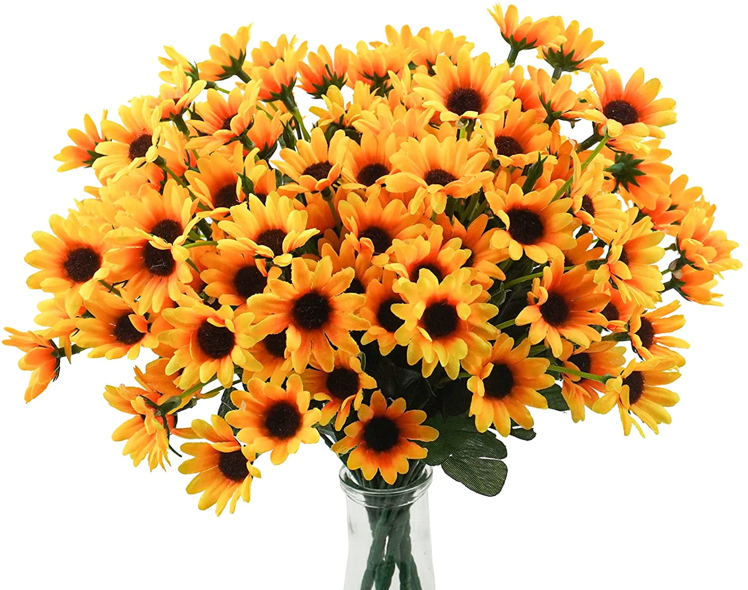 6 Bundles Sunflowers Artificial Flowers Daisy Mums Fake Flowers Outdoor UV Resistant No Fade Fall Flowers 24 Stems Greenery Shrubs Indoor Outside Home Wedding Office DIY Garden Décor (Yellow)