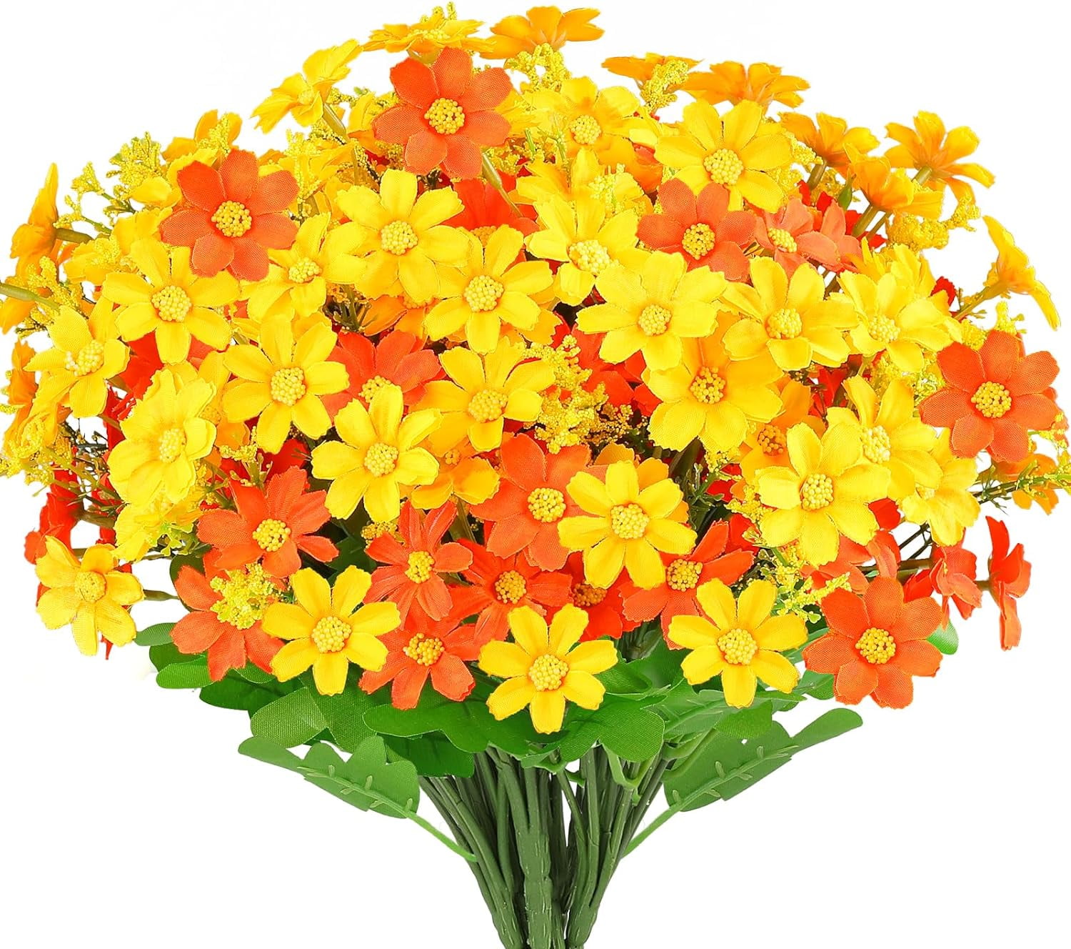 6 Bundles Wildflowers Fake Daisy Outdoor Artificial Flowers UV Resistant Silk Wild Flower Bouquets Bulk Faux Plants Plastic Greenery for Decoration Vase Floral Spring Home Decor