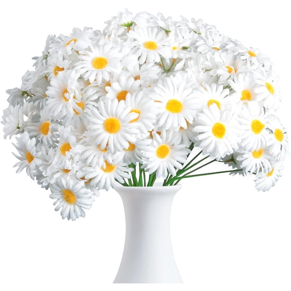 6 Bundles Wildflowers Fake Daisy Outdoor Artificial Flowers UV Resistant Silk Wild Flower Bouquets Bulk Faux Plants Plastic Greenery for Decoration Vase Floral Spring Home Decor