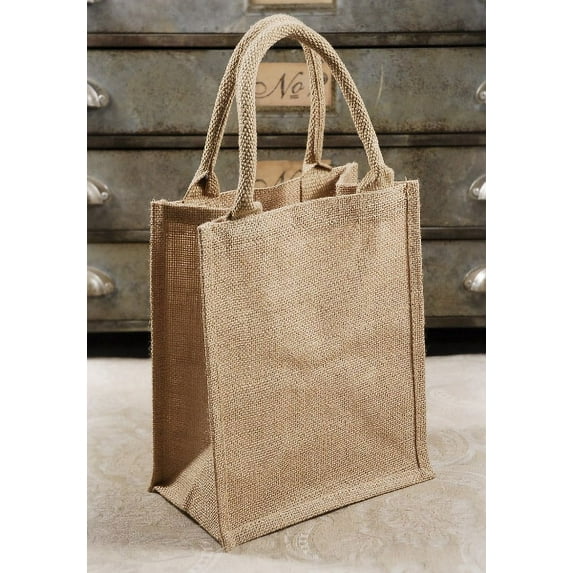 6 Burlap Tote Favor Bags with Handles 11 x 9 (6 bags)