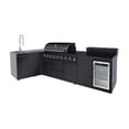 thumbnail image 1 of 6-Burner 95500 BTU Deluxe Stainless Steel Gas Outdoor Kitchen Bar Barbecue Island Grill + sink with double-door storage cabinet bar counter + Refrigerator + Three-Tier Corner Cabinet, 1 of 13