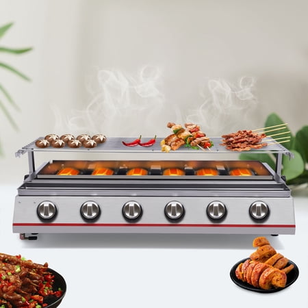 6 Burner Gas BBQ Grill with Sear & Side Burners Stainless Steel Outdoor Barbecue