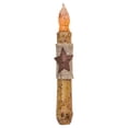 thumbnail image 1 of 6" Burnt Ivory Burlap  Star Timer Taper (Pack of 2), 1 of 1