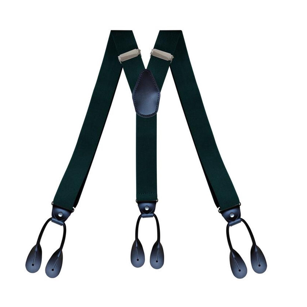 6 Button Holes Link Men's Suspenders with 2 Length Adjusters Black ...