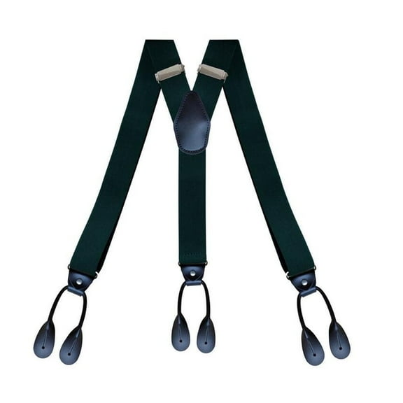 6 Button Holes Link Men's Suspenders with 2 Length Adjusters Black