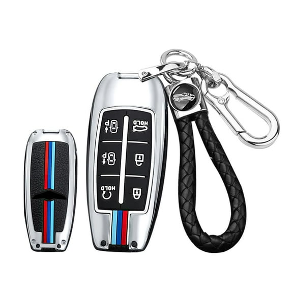 6-Button Key Cover Fit for Genesis GV80 G80 G70 Keyless Entry Smart Remote Key Protector Metal Key Fob Case Sporty Key Shell Fit for Hyundai 2021 2022 2023 Car Accessories