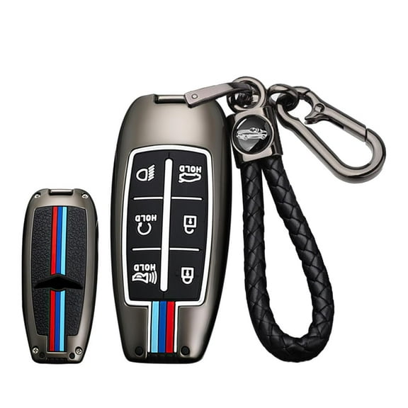 6-Button Key Cover Fit for Genesis GV80 G80 G70 Keyless Entry Smart Remote Key Protector Metal Key Fob Case Sporty Key Shell Fit for Hyundai 2021 2022 2023 Car Accessories
