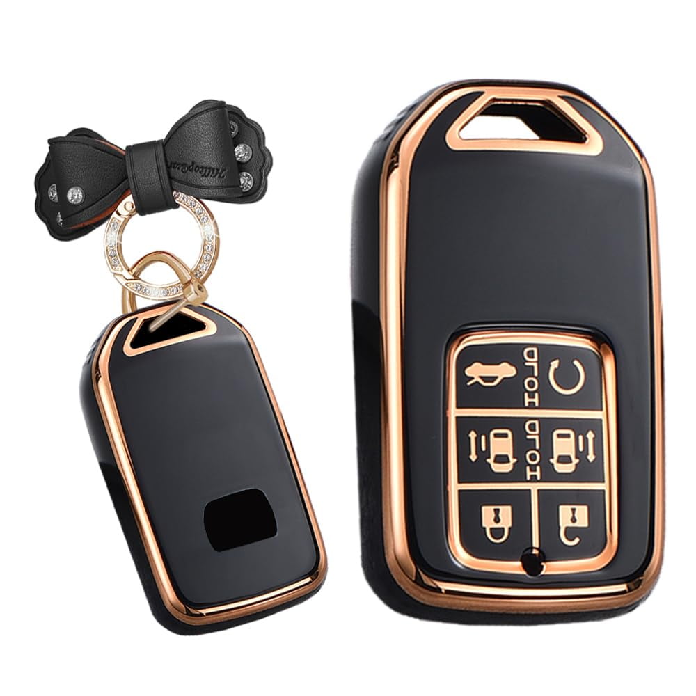 6 Button Key Fob Cover Protector Fit for Honda Odyssey Freed Elysion Soft TPU Keyless Full Protection Key Case Shell Holder with Keychain