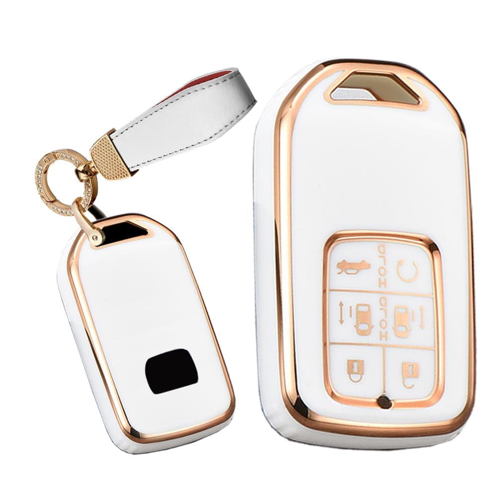 6 Button Key Fob Cover Protector Fit for Honda Odyssey Freed Elysion Soft TPU Keyless Full Protection Key Case Shell Holder with Keychain