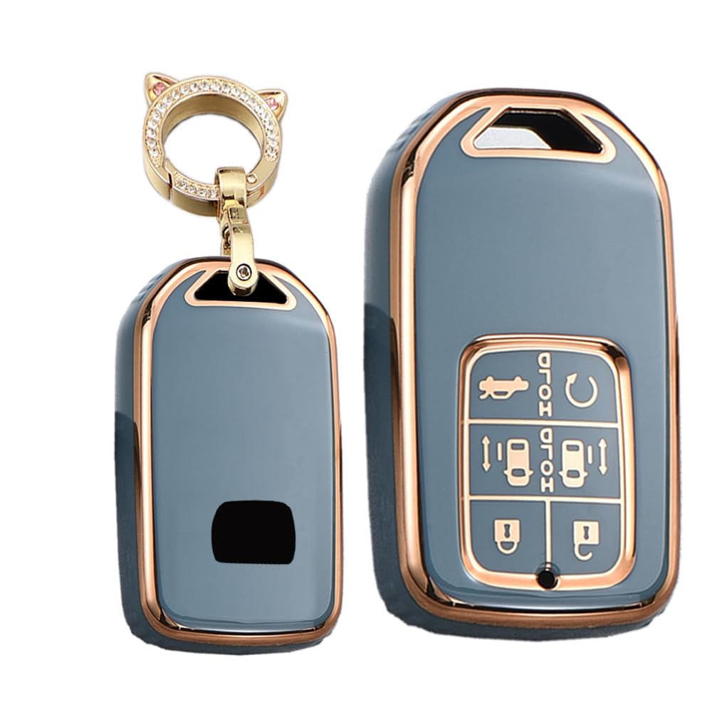 6 Button Key Fob Cover Protector Fit for Honda Odyssey Freed Elysion Soft TPU Keyless Full Protection Key Case Shell Holder with Keychain