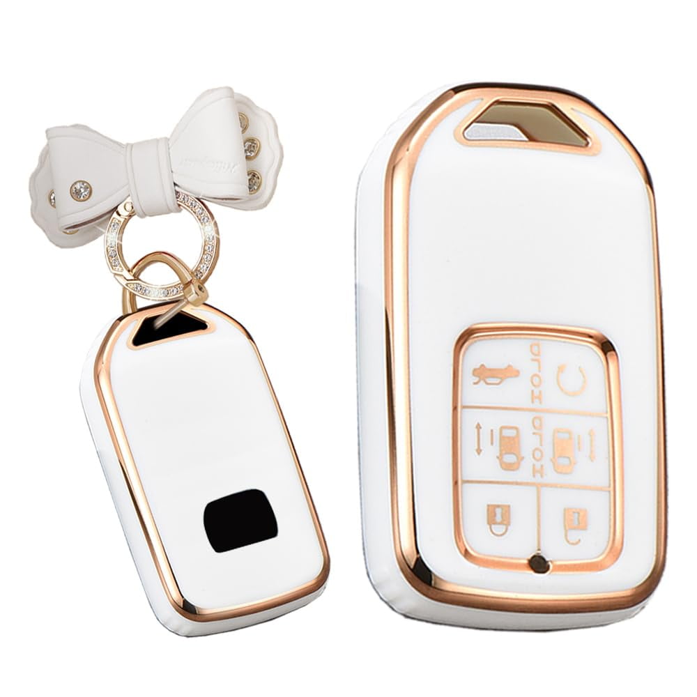 6 Button Key Fob Cover Protector Fit for Honda Odyssey Freed Elysion Soft TPU Keyless Full Protection Key Case Shell Holder with Keychain