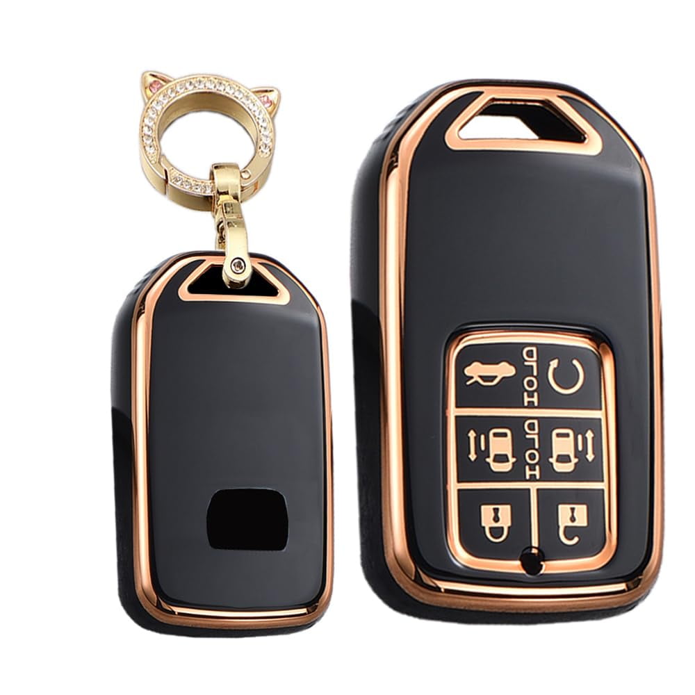 6 Button Key Fob Cover Protector Fit for Honda Odyssey Freed Elysion Soft TPU Keyless Full Protection Key Case Shell Holder with Keychain
