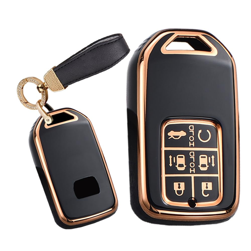 6 Button Key Fob Cover Protector Fit for Honda Odyssey Freed Elysion Soft TPU Keyless Full Protection Key Case Shell Holder with Keychain