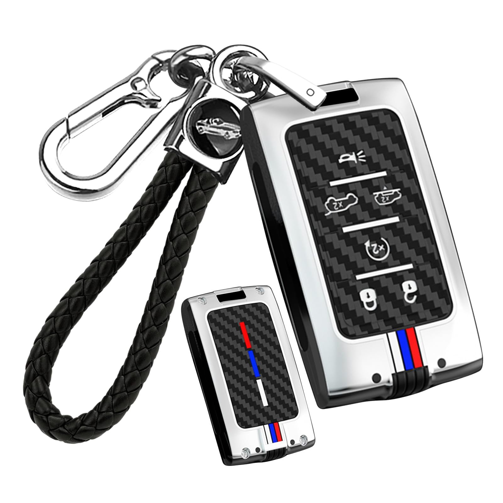 6-Button Key Fob Holder Fit for Jeep Grand Cherokee L 2021-up Metal Key Housing Silicone Car Key Cover for Grand Cherokee Grand Wagoneer 2022-up,Full Protection Key Bag