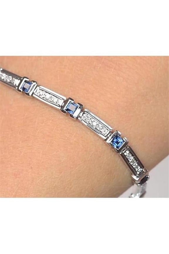 6 CT Ceylon Blue Sapphire Diamond Womens Bracelet