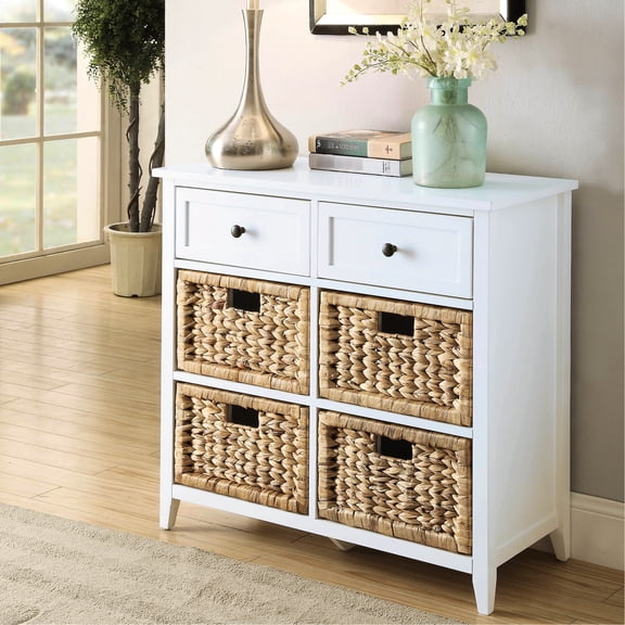 6 Cabinet In White With Frame And Practical Storage Console Basket Front